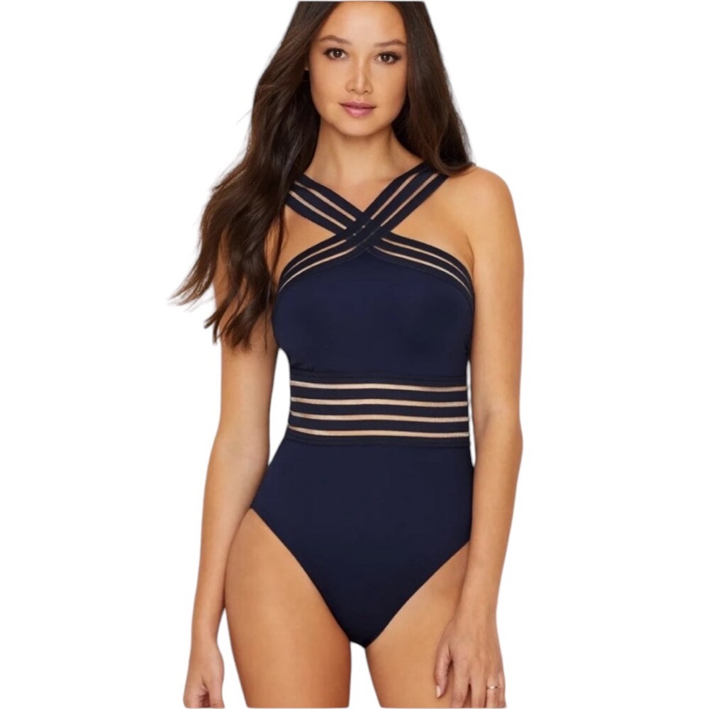 KENNETH COLE women's size medium M Stompin in my Stilettos nigh neck swimsuit